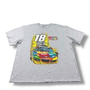 NWT NASCAR 2014 M&M's Racing #18 Kyle Busch Gray Graphic T-Shirt 2XL